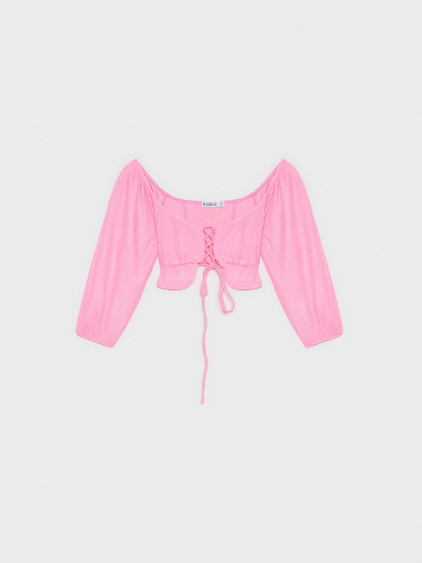  Crop top com lace up magenta