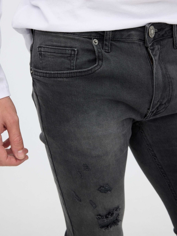 Jeans Slim Gris gris oscuro vista detalle