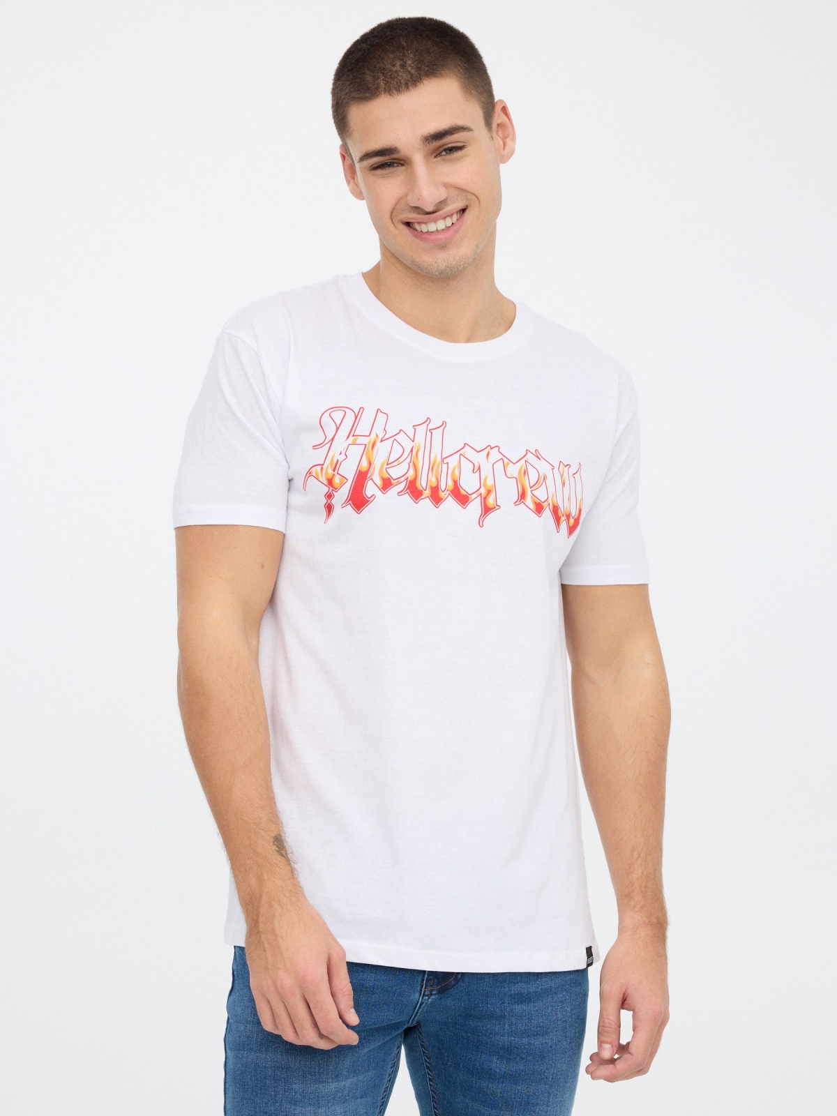 Camiseta Hell blanco vista media frontal