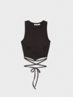 %Pto% T-shirt de cetim com alças preto