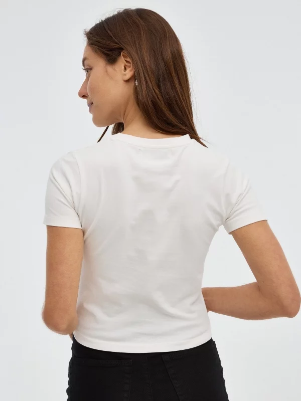 T-shirt crop print de borboletas off white vista meia traseira