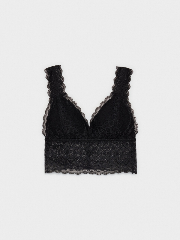 Bralette negro de encaje negro vista media trasera