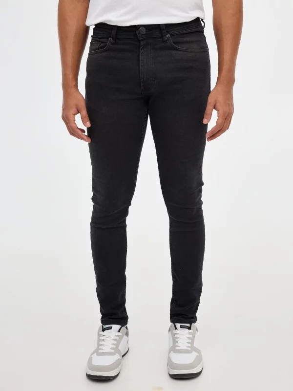Calças de ganga preto skinny preto vista meia frontal