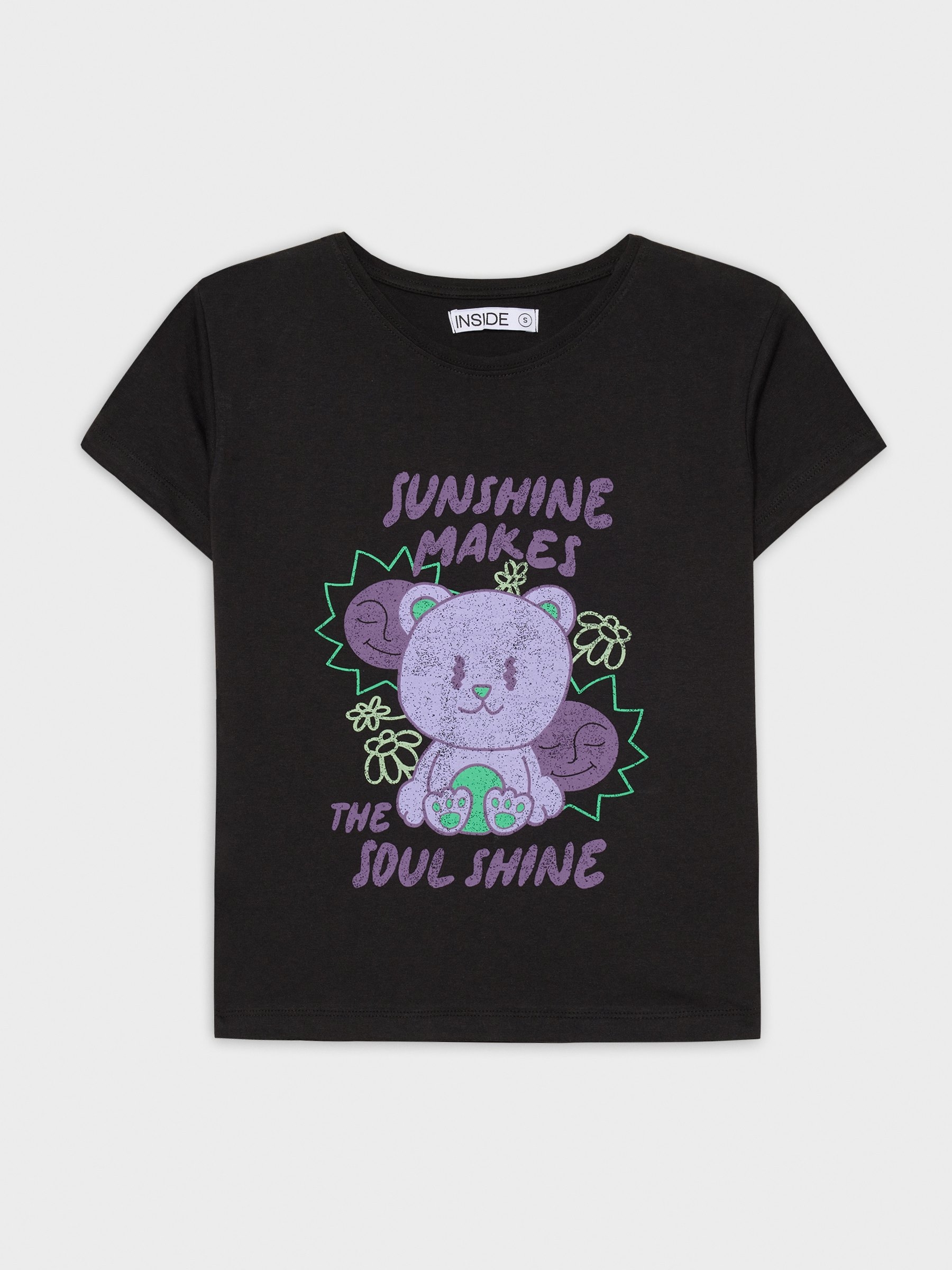 T-shirt Sunshine preto vista meia frontal