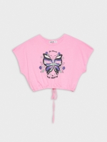 %Pto% Crop T-shirt with lacing pink