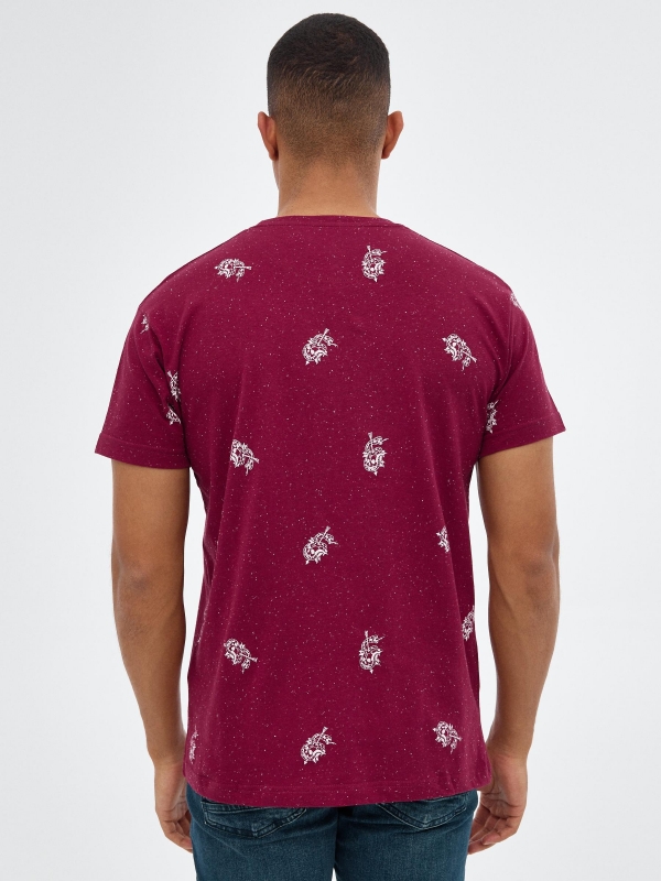 Speckled print t-shirt garnet middle back view