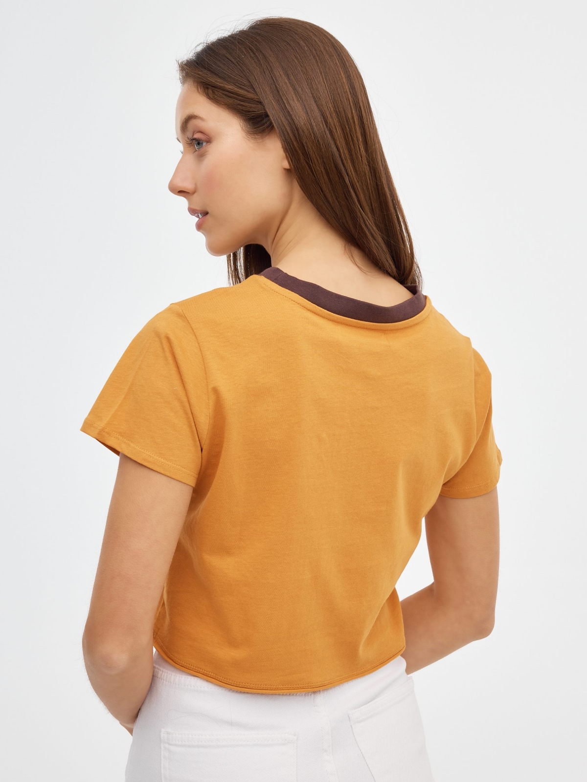 Sunshine crop top dark brown middle back view