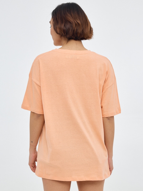 Oversized printed t-shirt peach middle back view