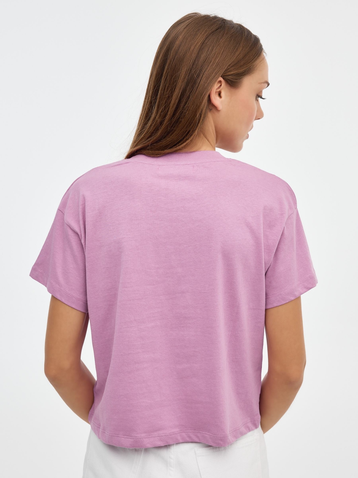 Camiseta crop Oregon 25 morado vista media trasera