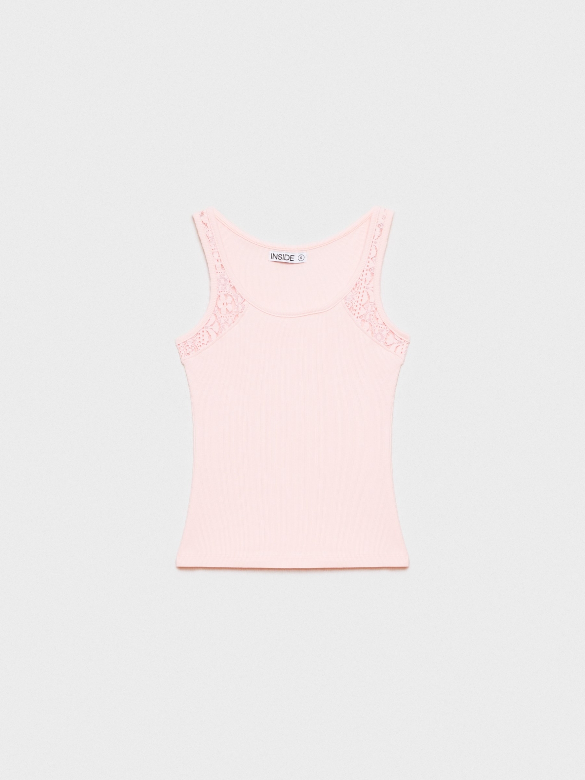  Camiseta tirantes encaje rosa