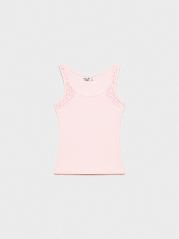  Camiseta tirantes encaje rosa