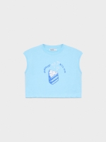 %Pto% Camiseta naranja gráfico azul claro