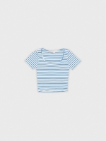 %Pto% Camiseta crop rayas casual azul