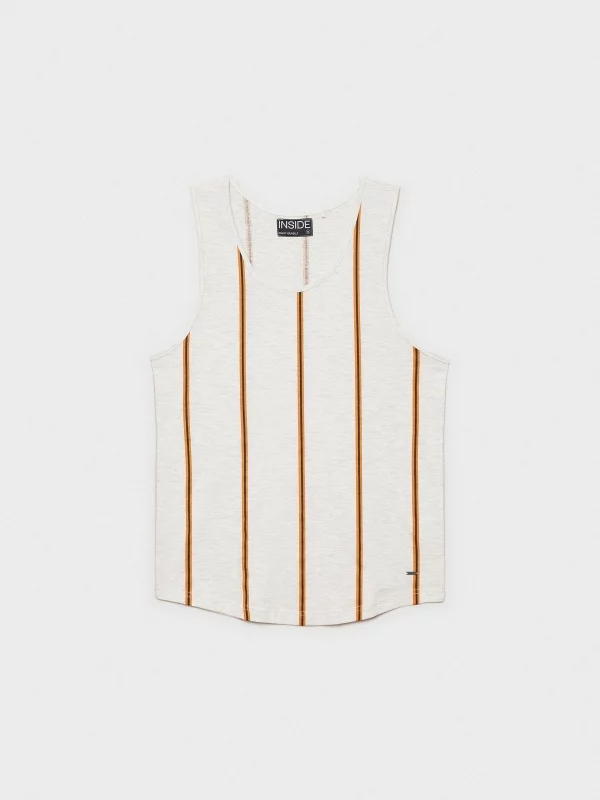 Striped sleeveless T-shirt grey detail view