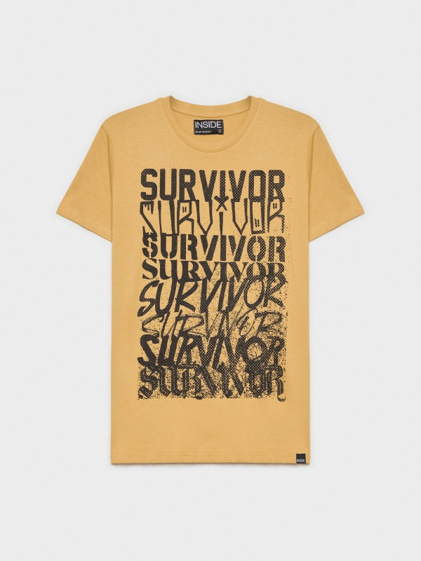  Camiseta estampado texto marrón tierra