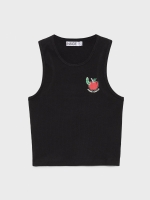 %Pto% Camiseta rib con estampado negro