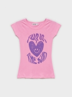%Pto% T-shirt cor-de-rosa fina rosa
