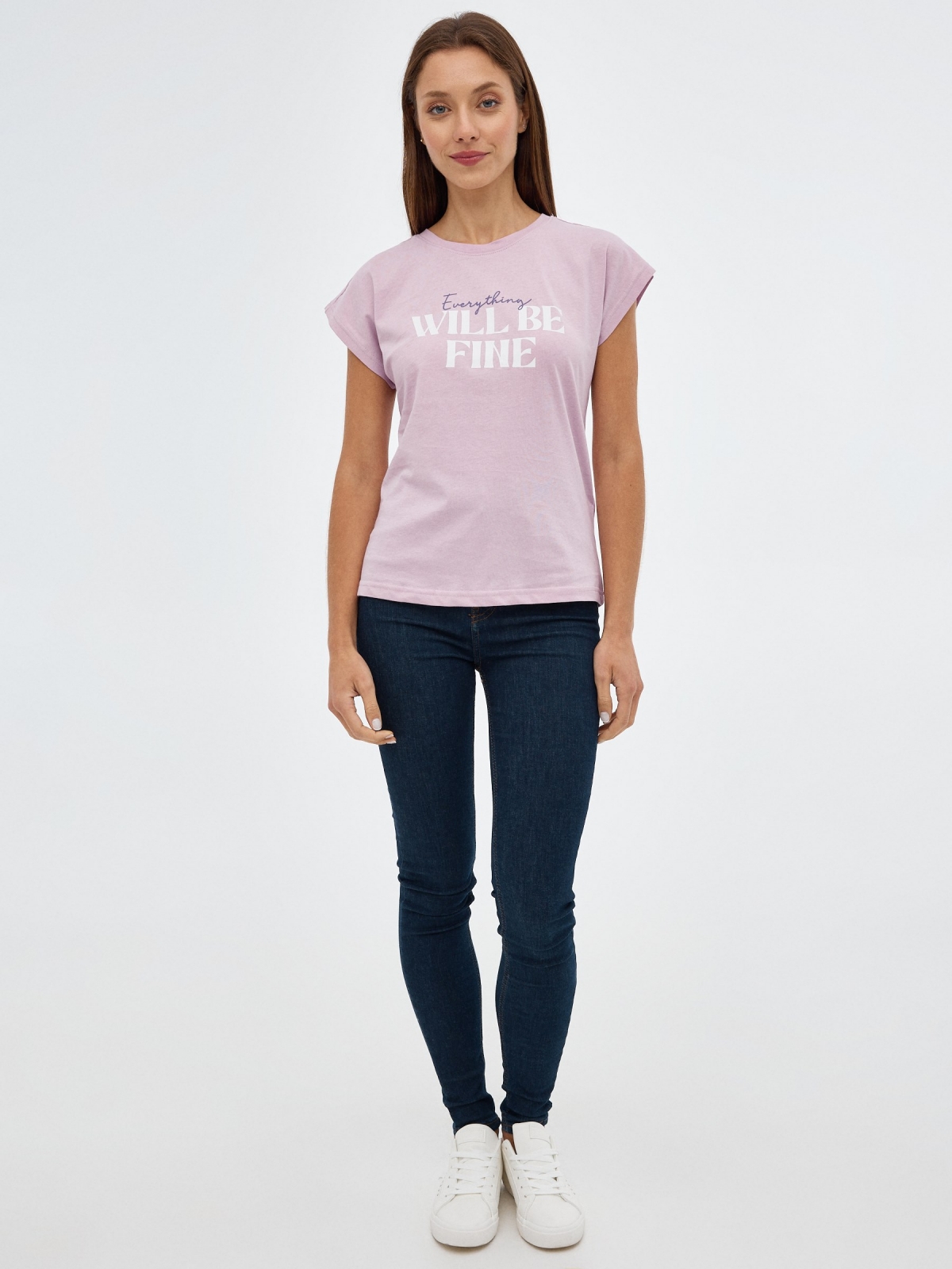 Camiseta Will Be Fine malva vista general frontal