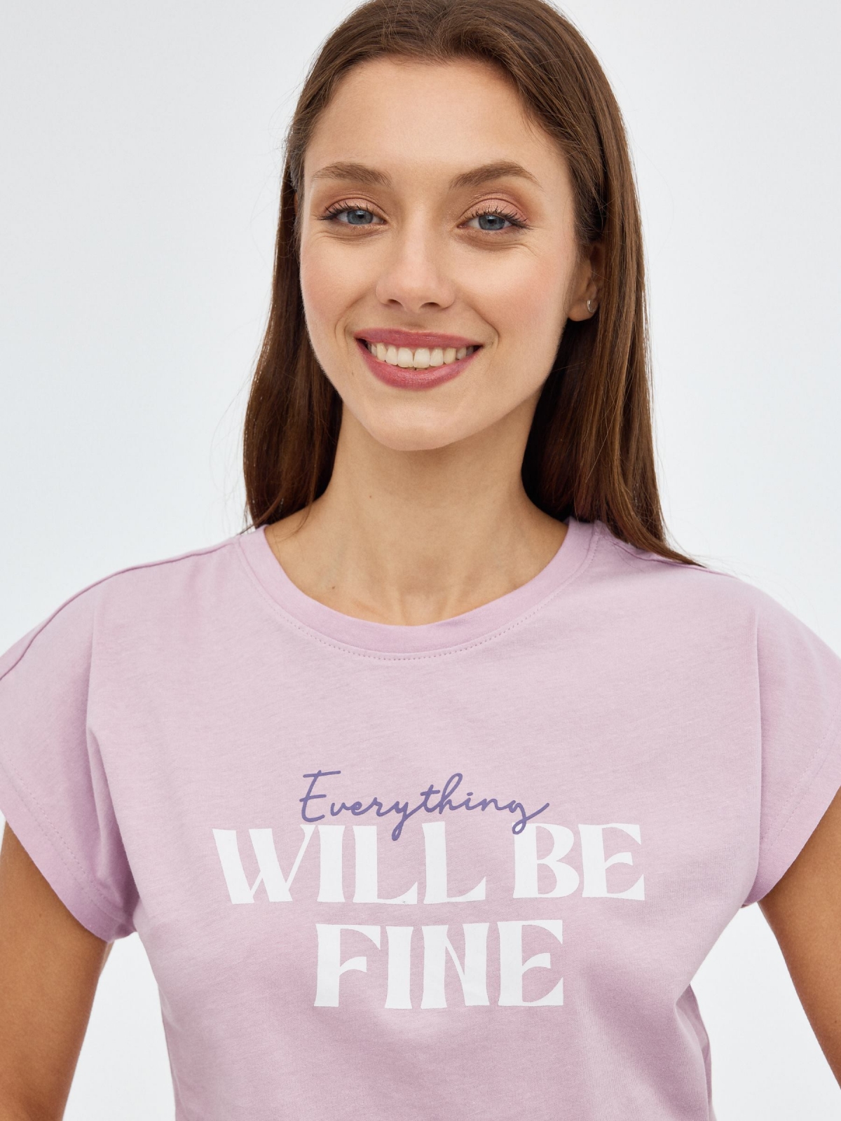 Camiseta Will Be Fine malva vista detalle