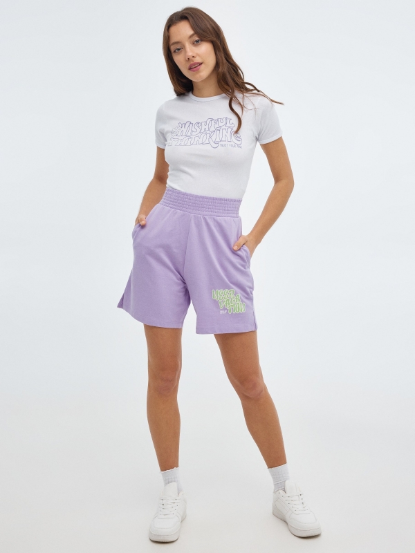 T-shirt crop Wishful Thinking branco vista geral frontal