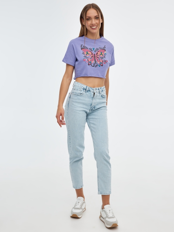 Camiseta Enjoy the little things lila vista general frontal