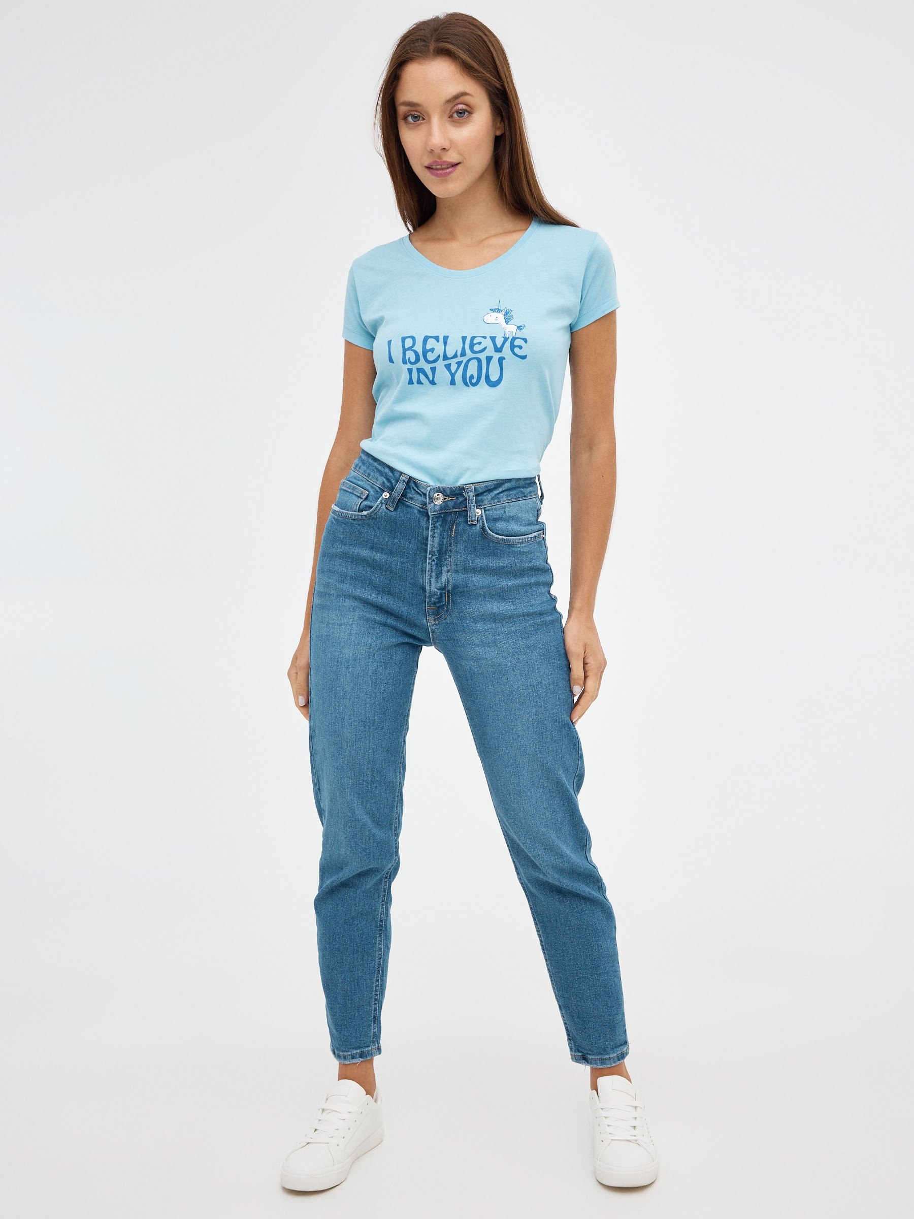 I believe T-shirt light blue middle front view