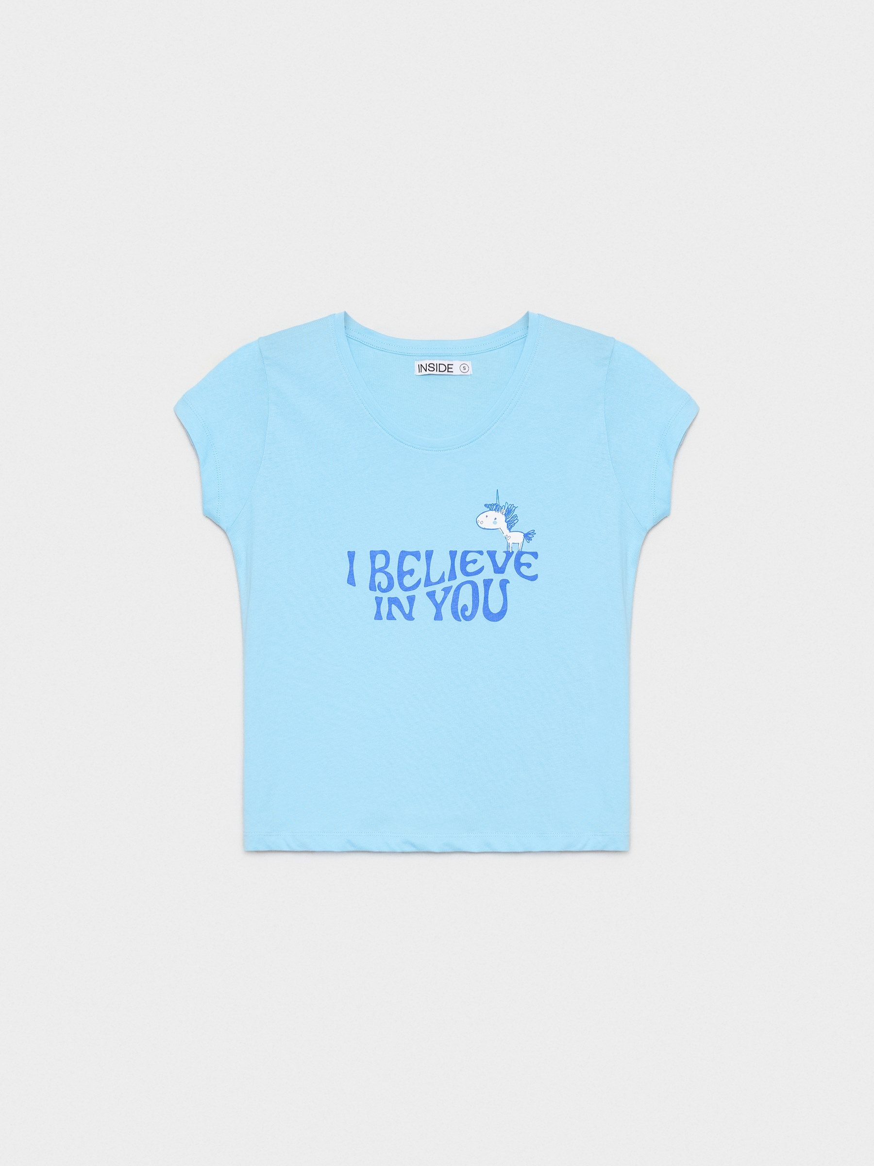 Acredito T-shirt azul claro vista meia frontal
