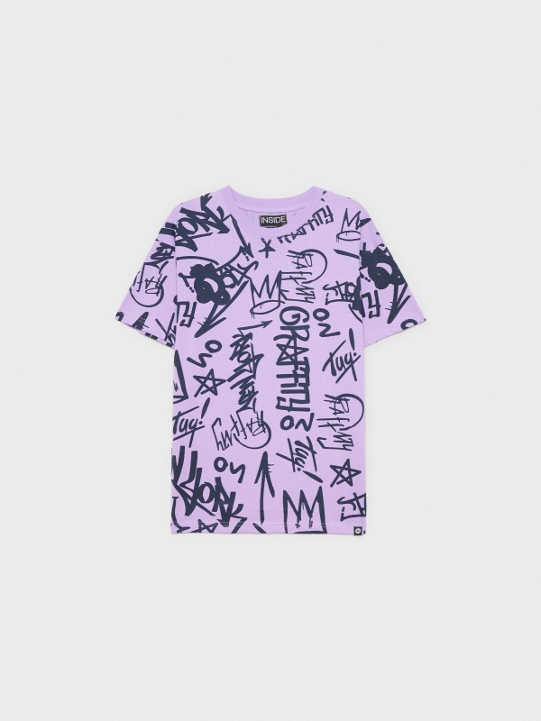  Graffiti printed t-shirt mauve