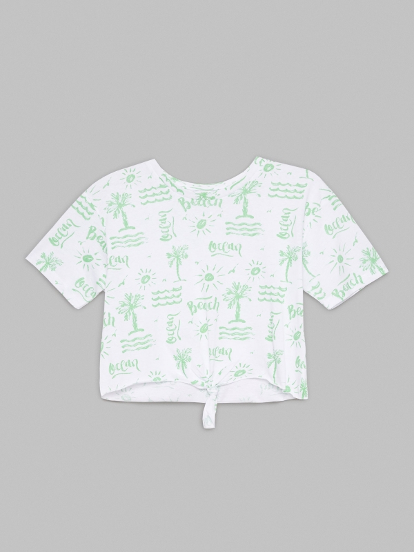  Camiseta de nudo all over print blanco