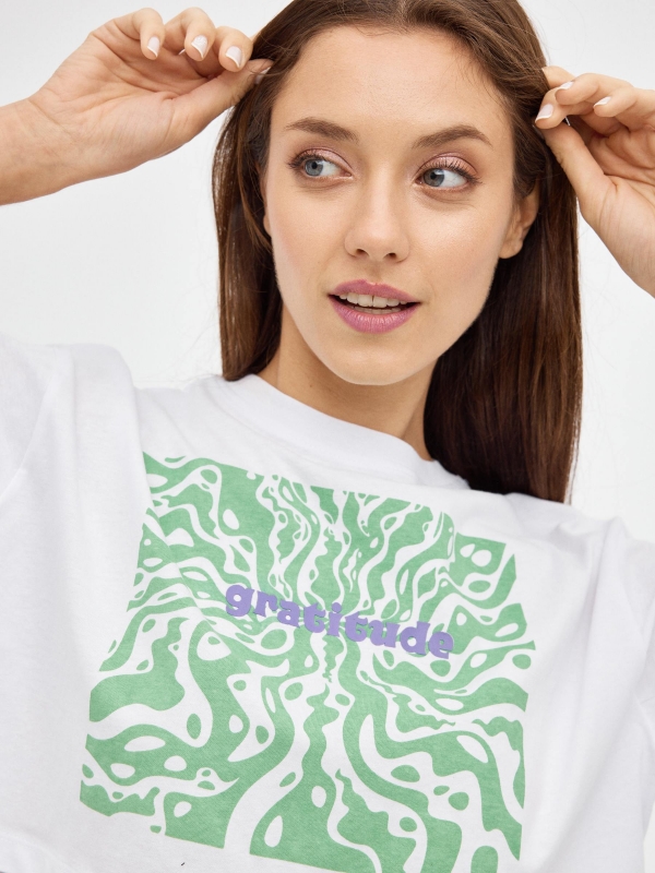Gratitude crop top white detail view