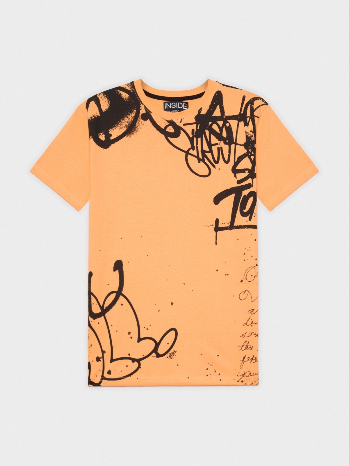  Camiseta estampado graffiti salmón