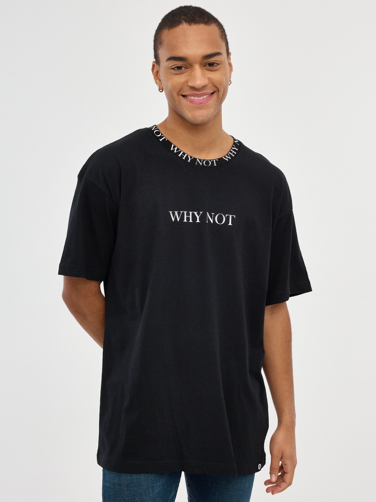 Camiseta Why Not negro vista media frontal