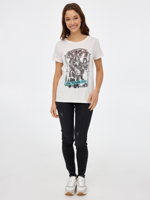 T-shirt KISS off white vista geral frontal