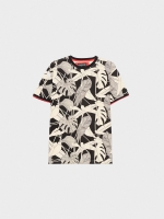 %Pto% T-shirt de impressão tropical preto