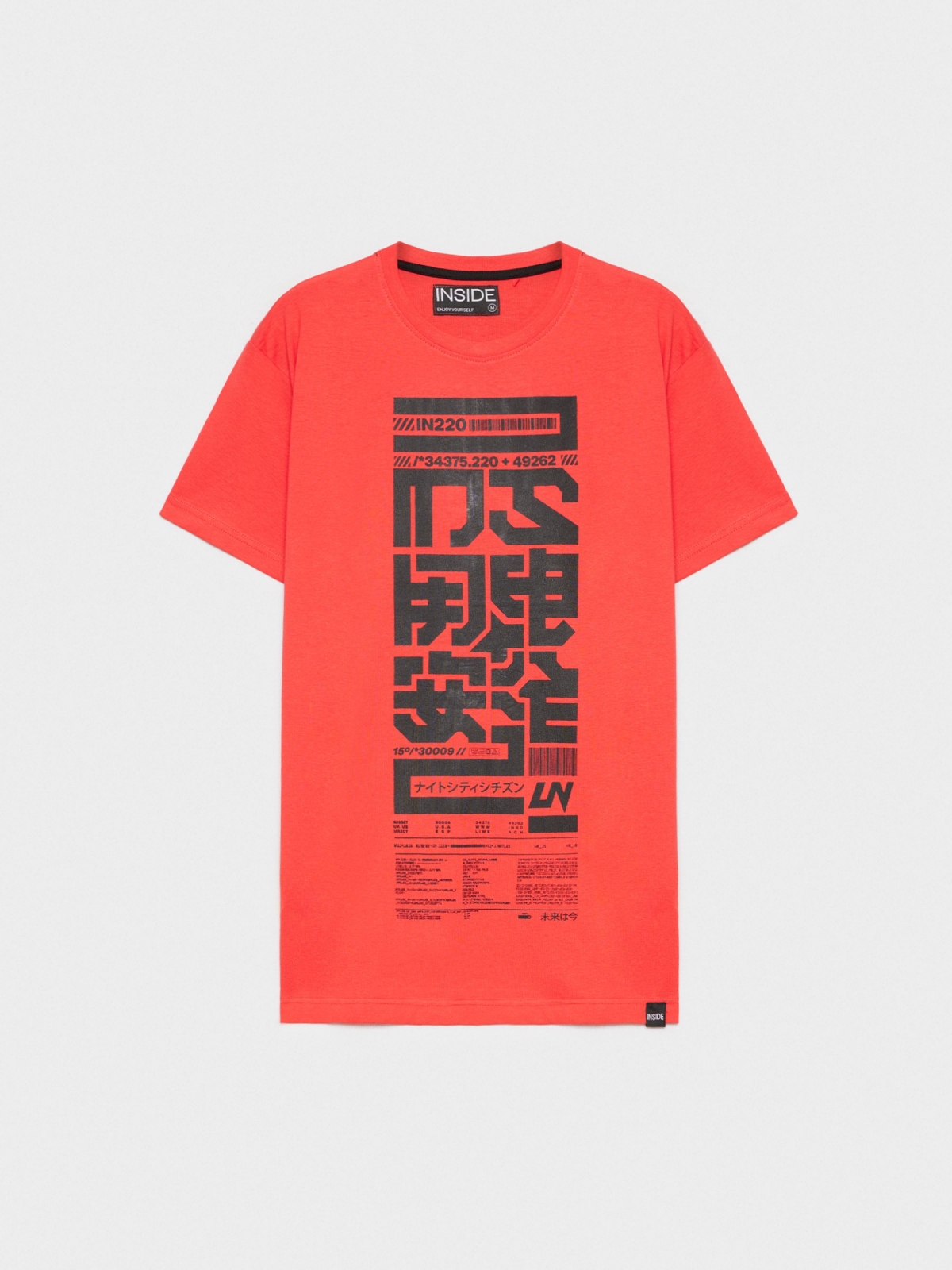  T-shirt preta estilo japonês vermelho