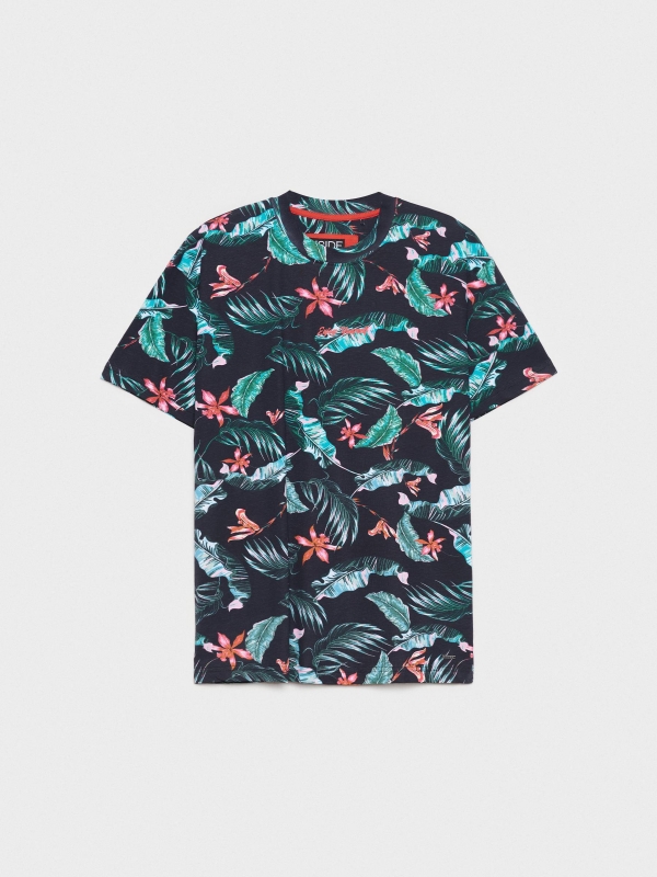  Camiseta oversized tropical negro