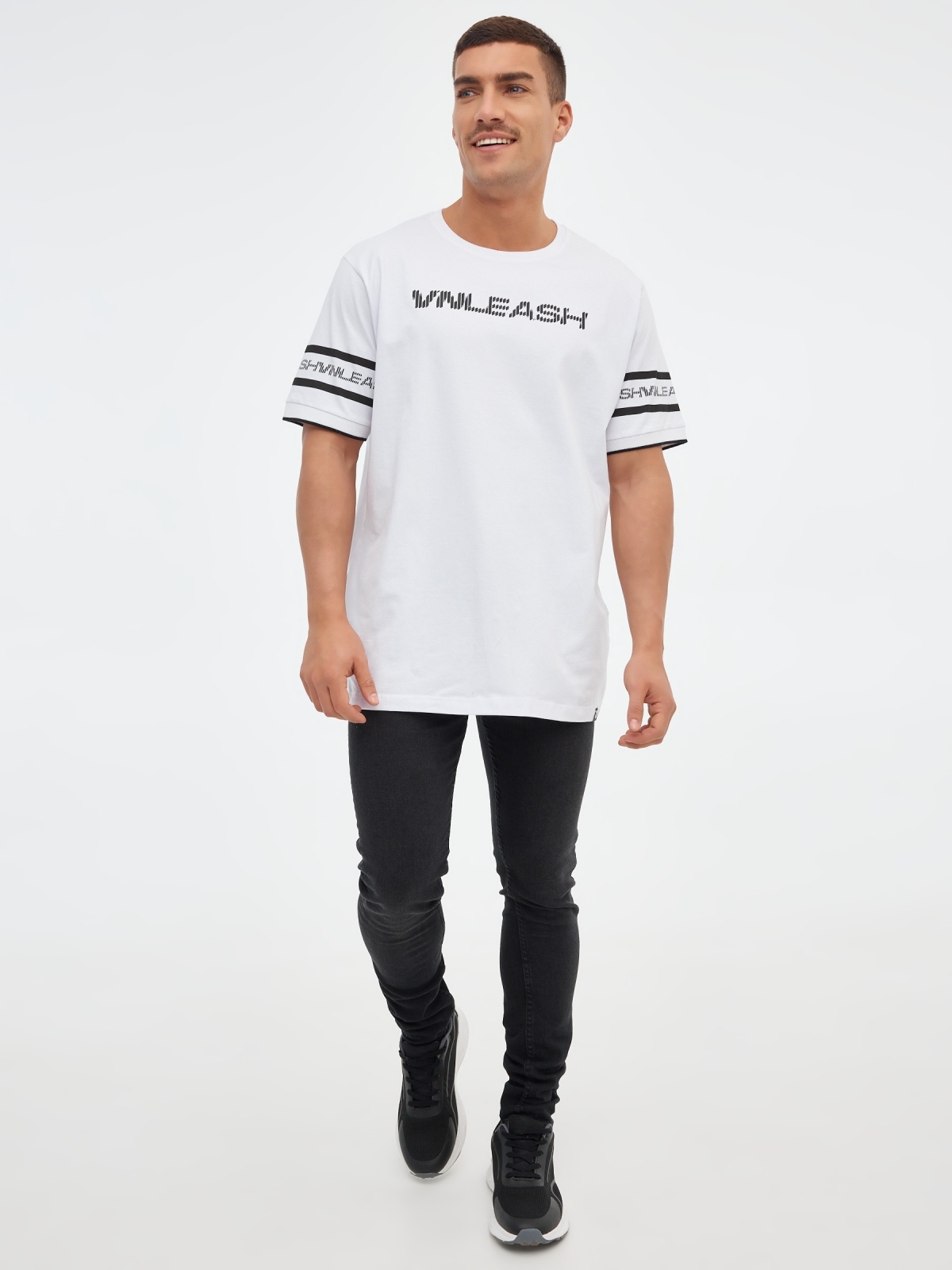 T-shirt de desporto branco vista geral frontal