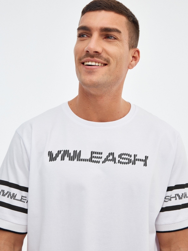 T-shirt de desporto branco vista detalhe