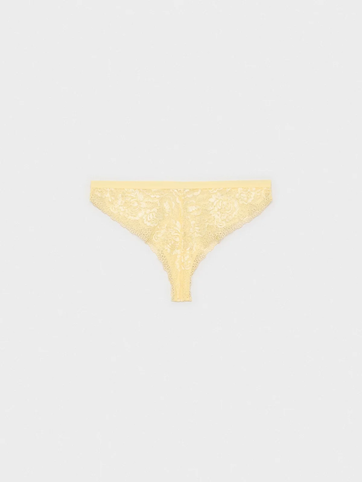 Braguita brasileña amarillo encaje amarillo vista media trasera