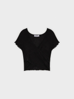 %Pto% Black crop curly t-shirt black