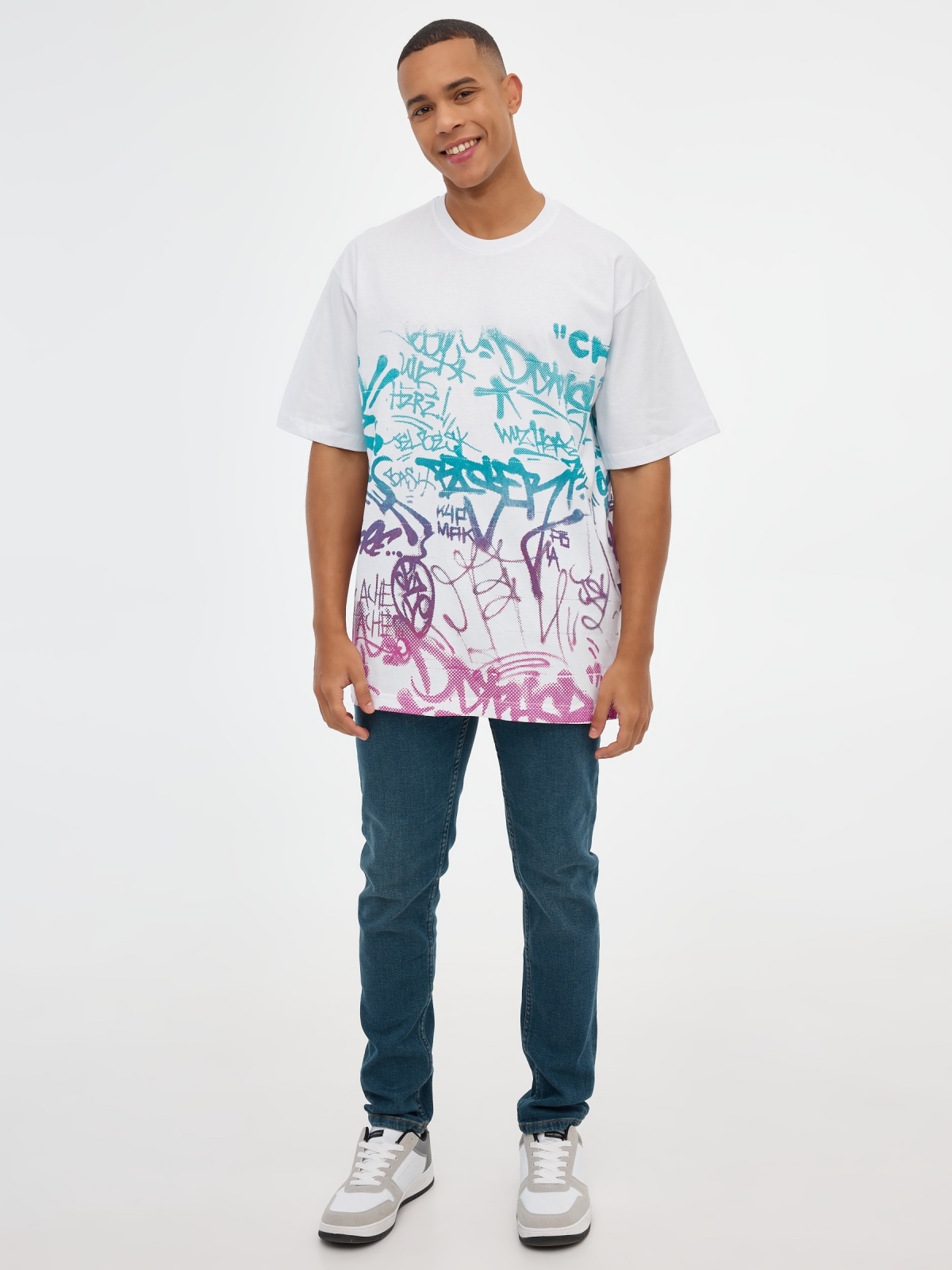 Men's graffiti t-shirt white front view