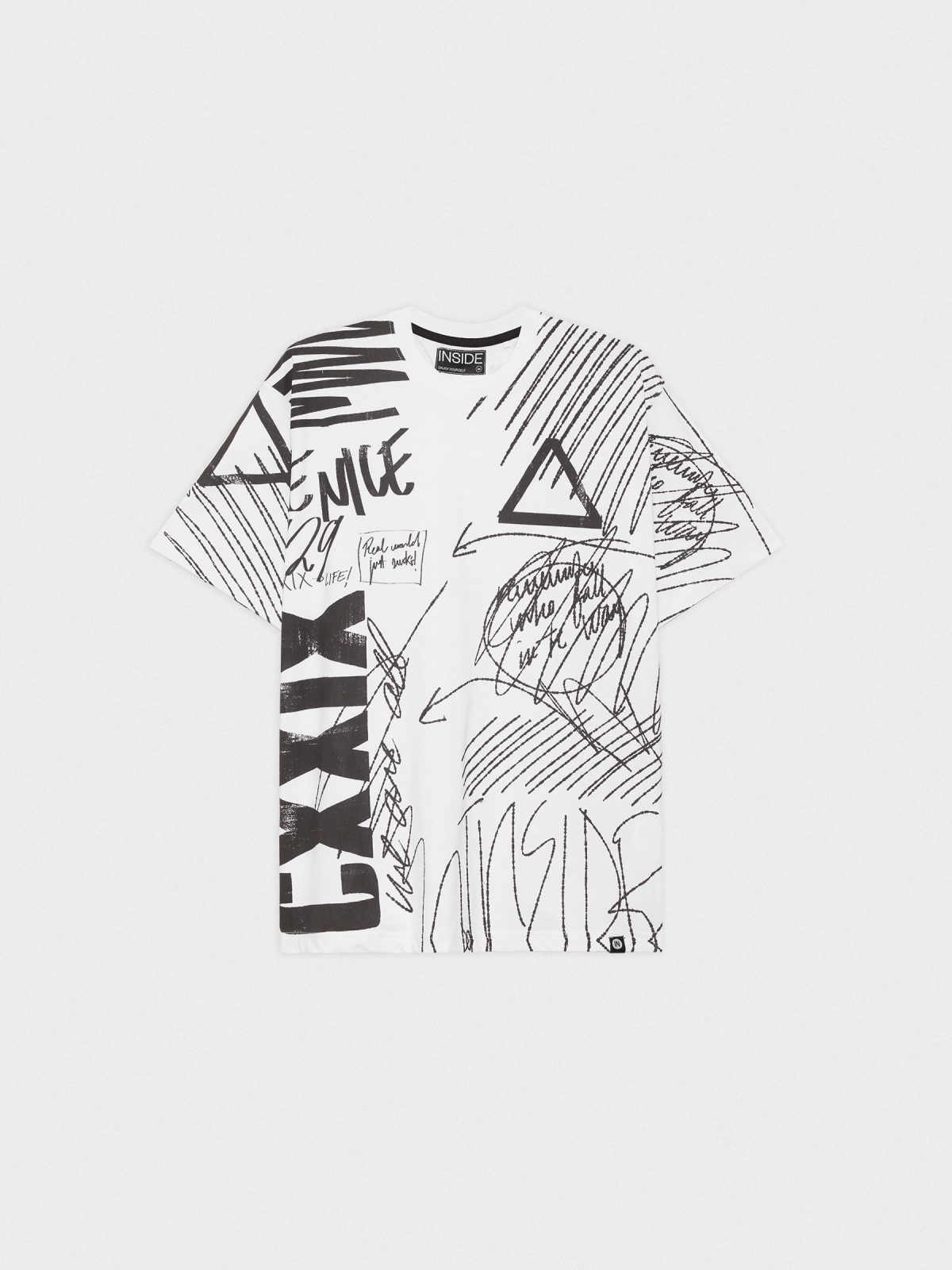  Camiseta oversized con estampado texto blanco