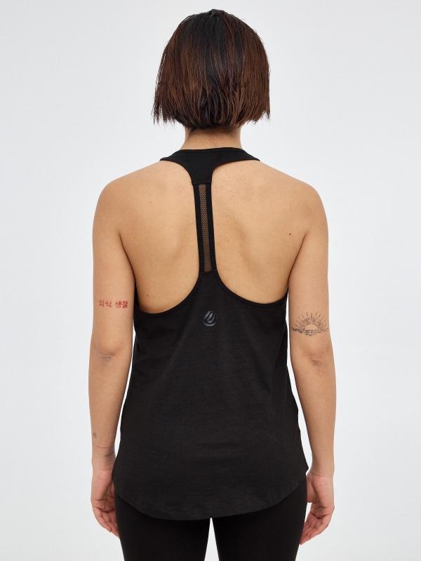 Back swimmer t-shirt black middle back view