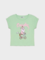 %Pto% Camiseta blanca con estampado verde claro