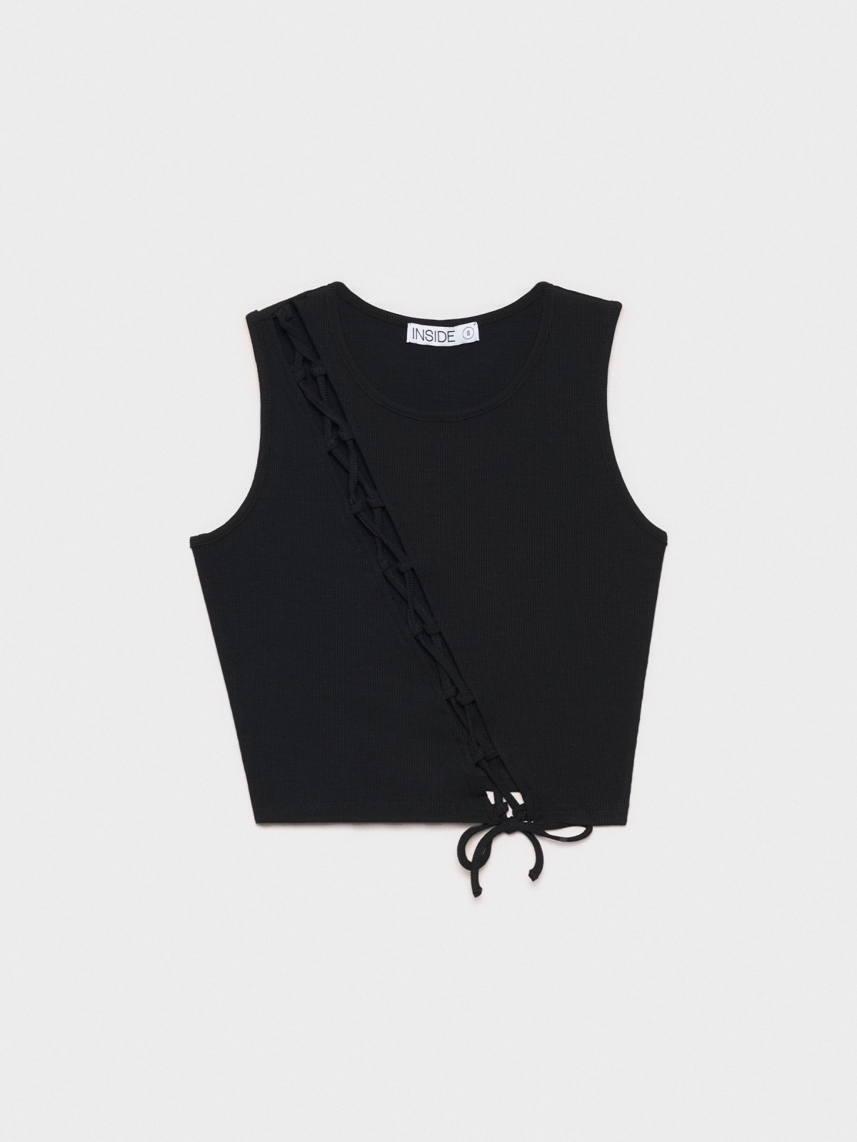  Camiseta Rib Lace Up negro