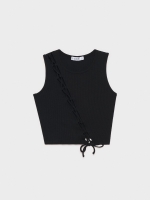 %Pto% Rib Lace Up T-Shirt black