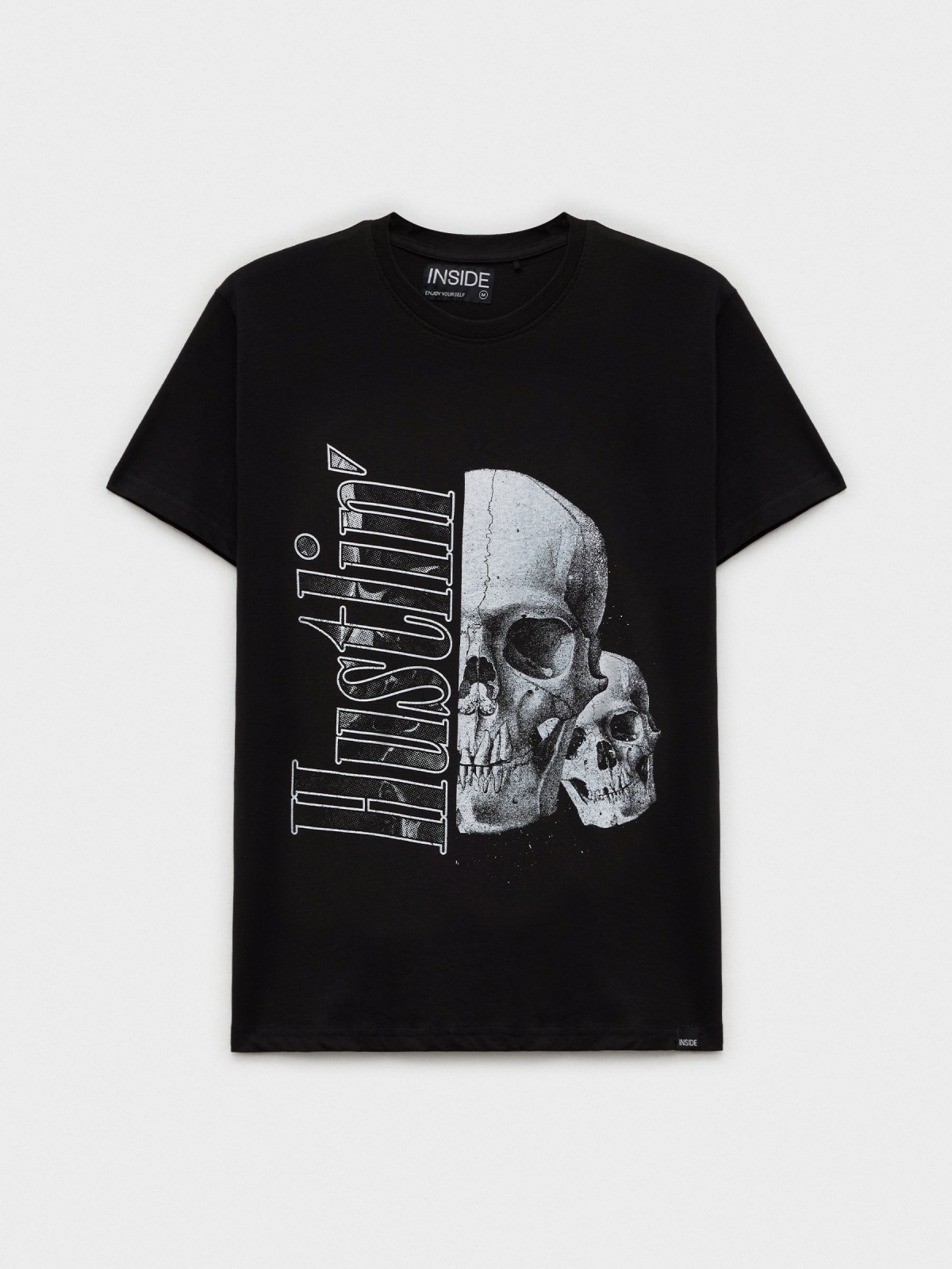  Camiseta estampado calavera negro