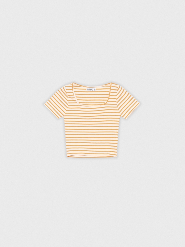  Casual striped crop top orange