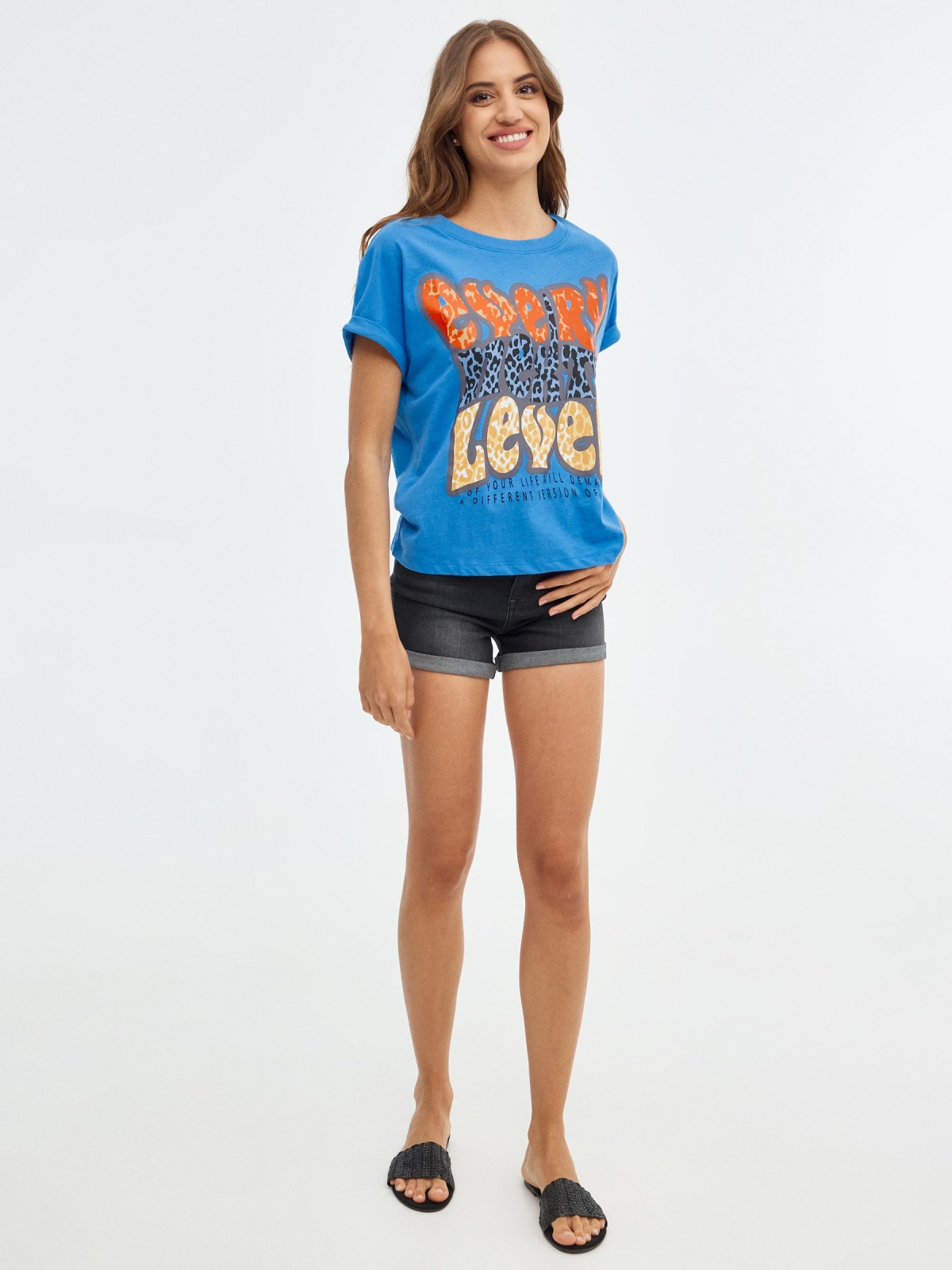 T-shirt Every Next Level azul vista geral frontal