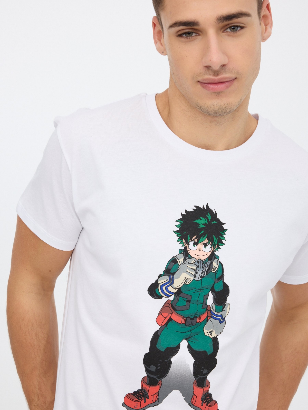 T-shirt My Hero Academy branco vista detalhe